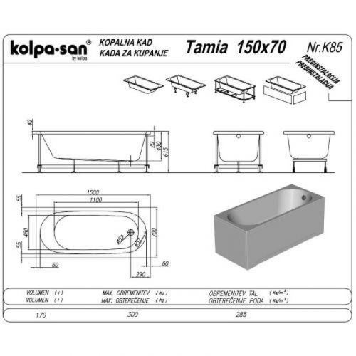 TAMIA kada ugradna 150x70 UN 755310
